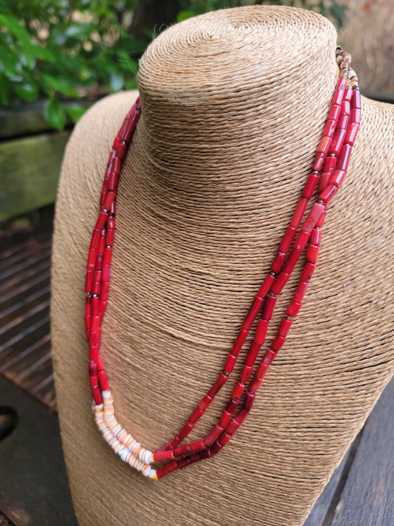 Bright Coral Indian Necklace - Aimeescloset.com