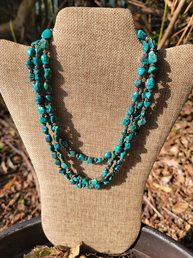 Triple Strand Turquoise Necklace - Aimeescloset.com