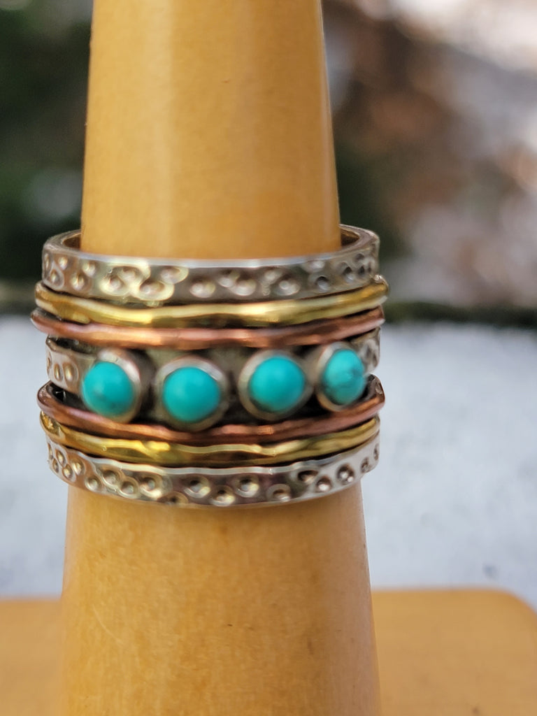 Turquoise and Sterling  Wide Ring - Aimeescloset.com