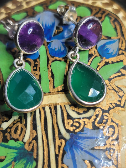 Amythest and Beryl Post Earring - Aimeescloset.com