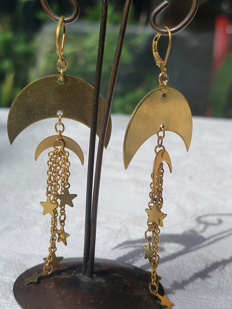 Double Moon and Stars Earring - Aimeescloset.com