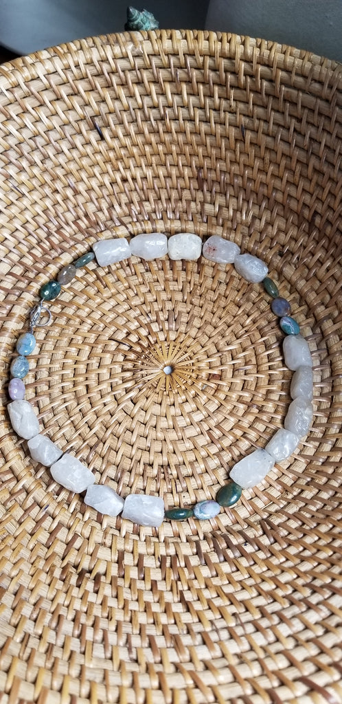 Handmade Tourmaline and Quartz Nugget Necklace - Aimeescloset.com
