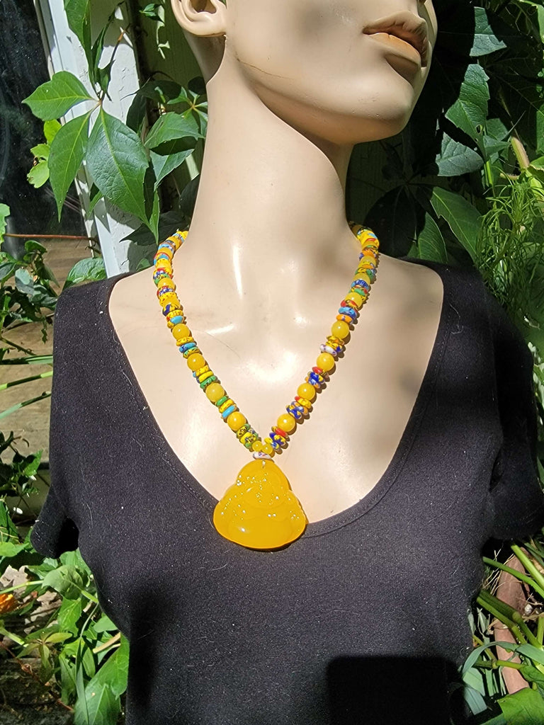 Happy Buddha Amber Pendant - Aimeescloset.com