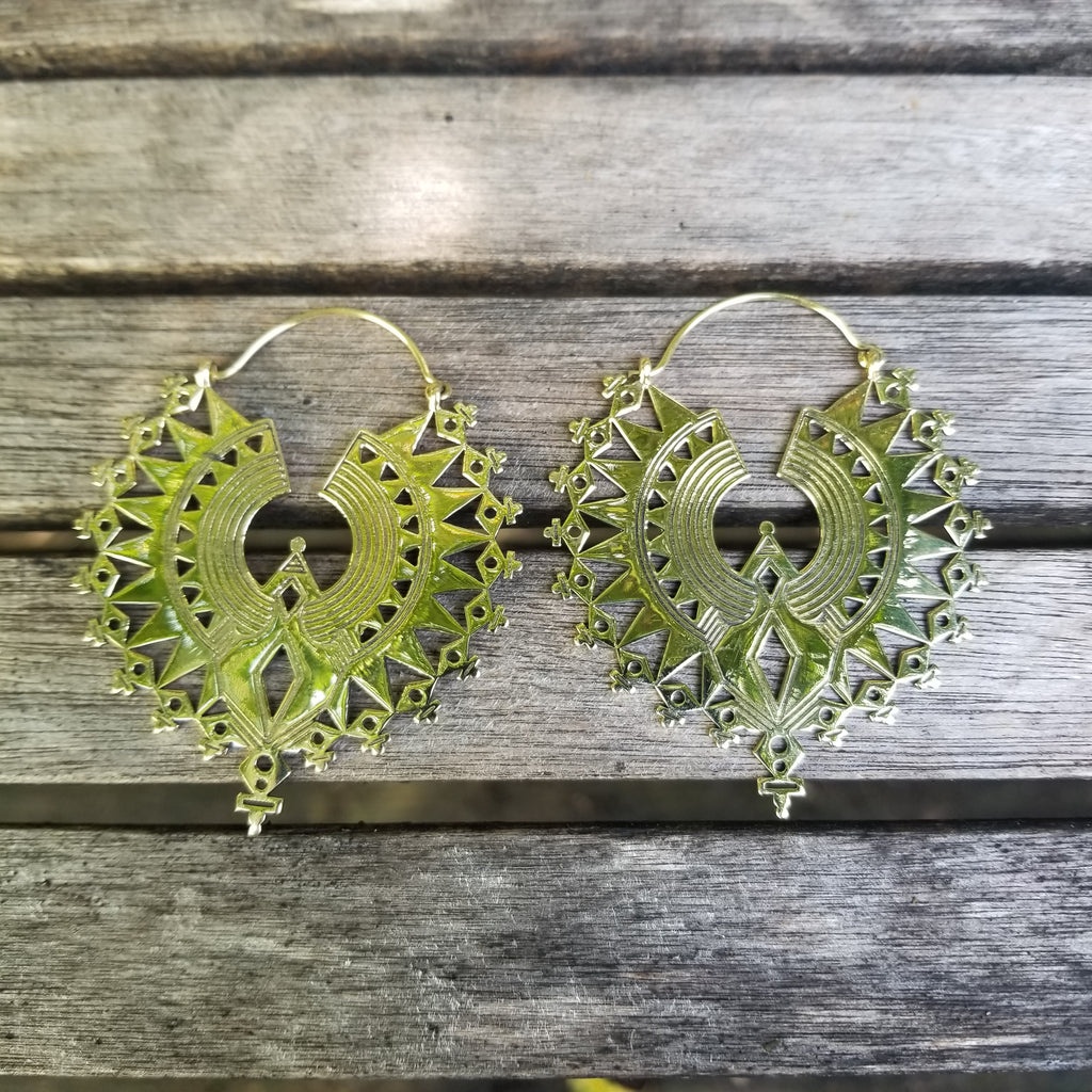 Fantastic Brass Sunburst Earrings - Aimeescloset.com