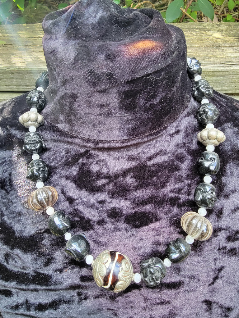 Smiling Buddha with Smokey Topaz Necklace - Aimeescloset.com